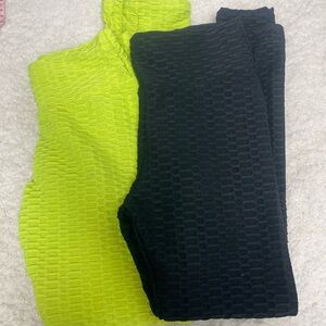 2Pairs—-AGROSTE Women's High Waist Yoga Pants Tummy Control Workout Ruched Butt